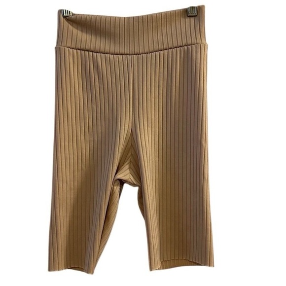Pretty Little Thing Camel Rib Biker Shorts Size 2 - Picture 1 of 11